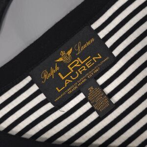 Ralph Lauren TRADE MARK 1967 Top 2X Vintage Rib Knit Black White Striped Cotton